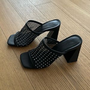 Open Edit by Nordstrom Black and Rhinestone Mule Sandals